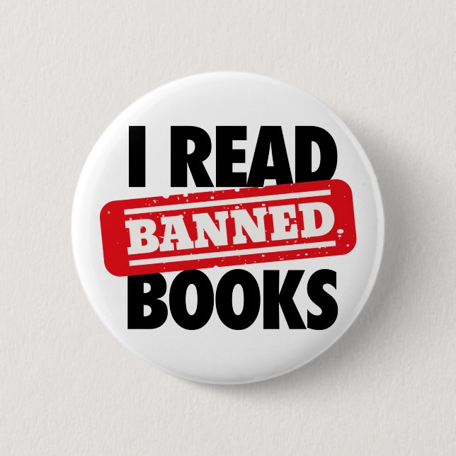 Bold “I Read Banned Books” Bookish  6 Cm Round Badge (Front)