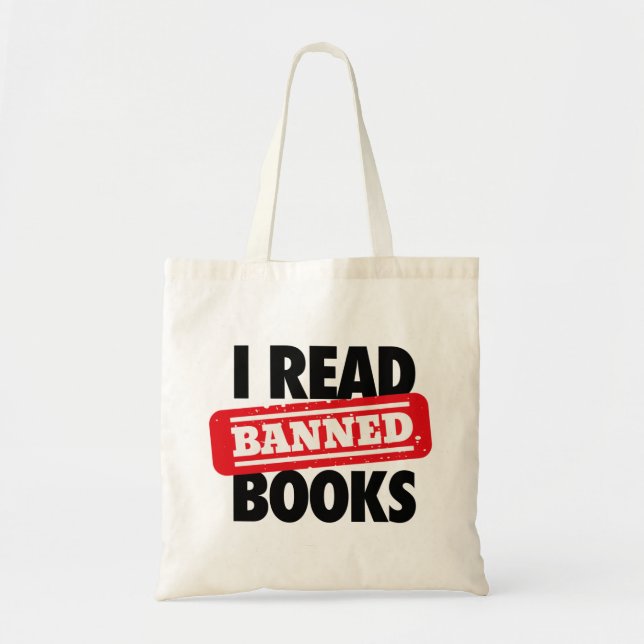 Bold “I Read Banned Books” Bookish  Tote Bag (Front)