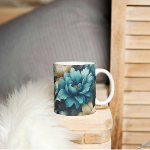 Bold in Blue & Delicate Cream Florals Coffee Mug