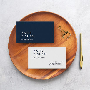 Bold in Blue & White: Modern Minimalist Business Card