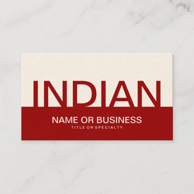 bold INDIAN (colour customisable) Business Card (Front)