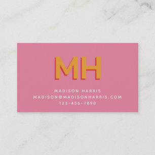 Bold Initial Minimalist Classic Retro Pink Business Card