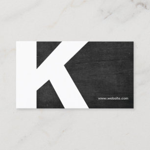 Bold Initial Monogram Black Wood Business Card