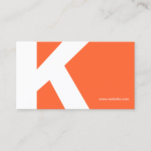Bold Initial Monogram Orange Business Card