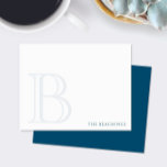 Bold Initial Navy Blue Classic Family Stationery Card<br><div class="desc">This design features a large faded initial and name/text at the bottom. Click the customise button if you would like to adjust the design elements and/or further modify the text! Variations of this design, additional colours, as well as coordinating products are available in our shop, zazzle.com/store/doodlelulu. Contact us if you...</div>
