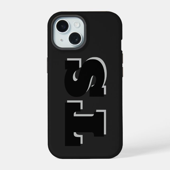 Bold Initials Personalised iPhone 15 Case  (Back)