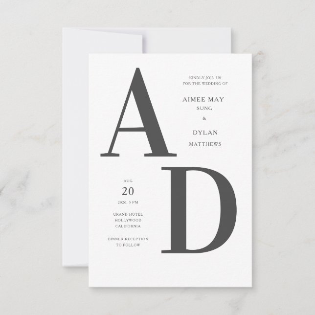Bold Initials Wedding Invitation (Front)