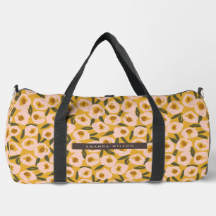 Bold Inky Floral Pattern Hand-Drawn Botanical Duffle Bag