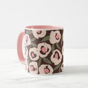 Bold Inky Floral Pattern Hand-Drawn Botanical Mug
