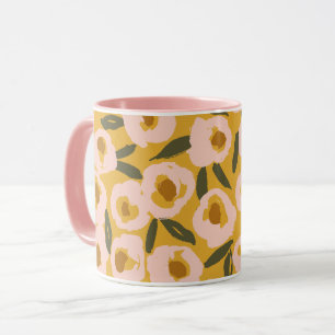 Bold Inky Floral Pattern Hand-Drawn Botanical Mug