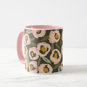 Bold Inky Floral Pattern   Hand-Drawn Botanical Mug