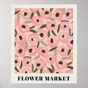 Bold Inky Floral Pattern   Hand-Drawn Botanical Poster