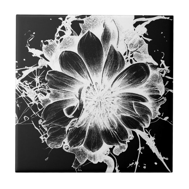 Bold Inky Grunge Sunflower Tile (Front)