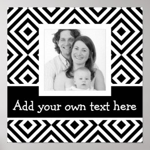 Bold Instagram Photo with Custom Text Chevron BW Poster