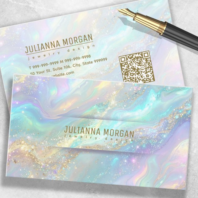Bold Iridescent Swirl with Gold Accent ID1147 Business Card (Creator Uploaded)