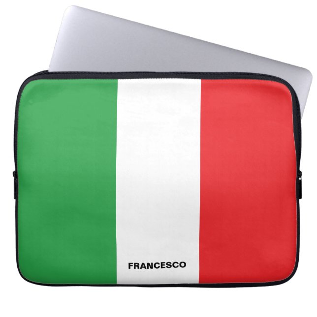 Bold Italian Flag Personalised Laptop Sleeve (Front)