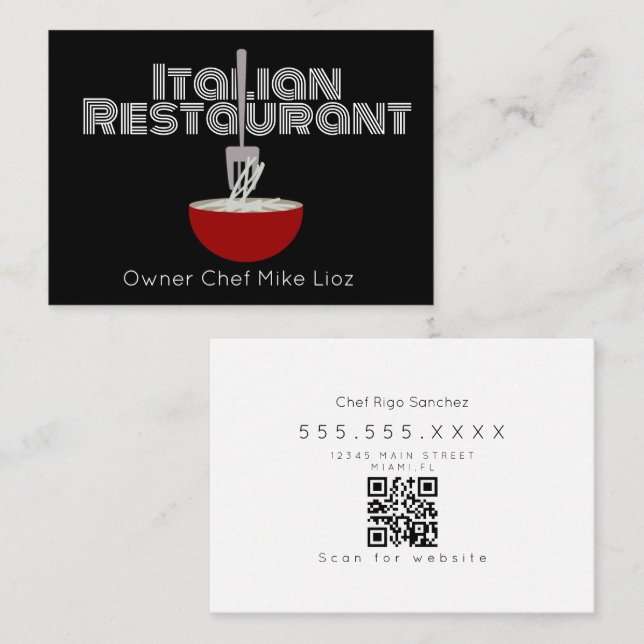 Bold Italian Food Truck Restaurant  Business Card (Front/Back)