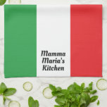 Bold Italian Italy Flag  Personalised Tea Towel<br><div class="desc">Bold Italian Flag Apron. Personalise it with the cook's name! Italian Kitchen or Restaurant with Name Kitchen Towel. A custom design for Italian kitchens, whether in a restaurant or your home, this design has the colours of the Italian Flag (green, white, and red) with a text template to personalise with...</div>