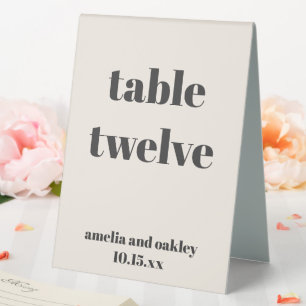 Bold Ivory Black Retro Custom Wedding Number