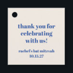 Bold Ivory Blue Custom Cute Bat Mitzvah Thank You Favour Tags<br><div class="desc">Bold Typography Ivory Blue Custom Cute Bat Mitzvah Thank You Favour Tags</div>