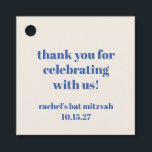 Bold Ivory Blue Custom Cute Bat Mitzvah Thank You Favour Tags<br><div class="desc">Bold Typography Ivory Blue Custom Cute Bat Mitzvah Thank You Favour Tags</div>