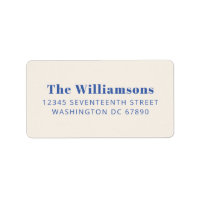 Bold Ivory Blue Typography Custom Return Address
