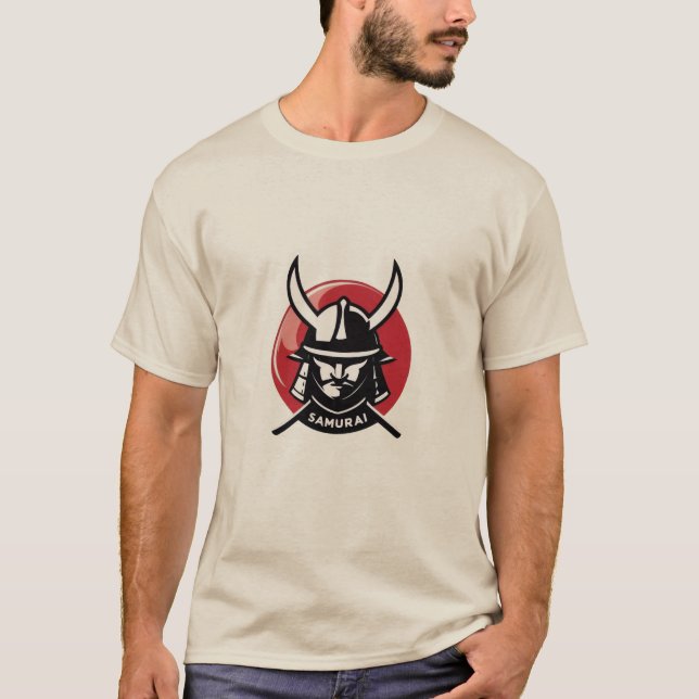 Bold Japanese Samurai Helmet Graphic Tee (Front)