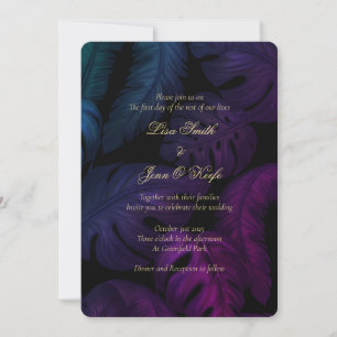 Bold Jewel Watercolor Tropical Wedding Invitations