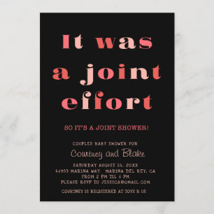 Bold Joint Effort Baby Shower Invitation Orange