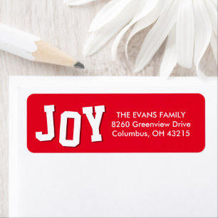 Bold joy fun red Christmas holiday return address