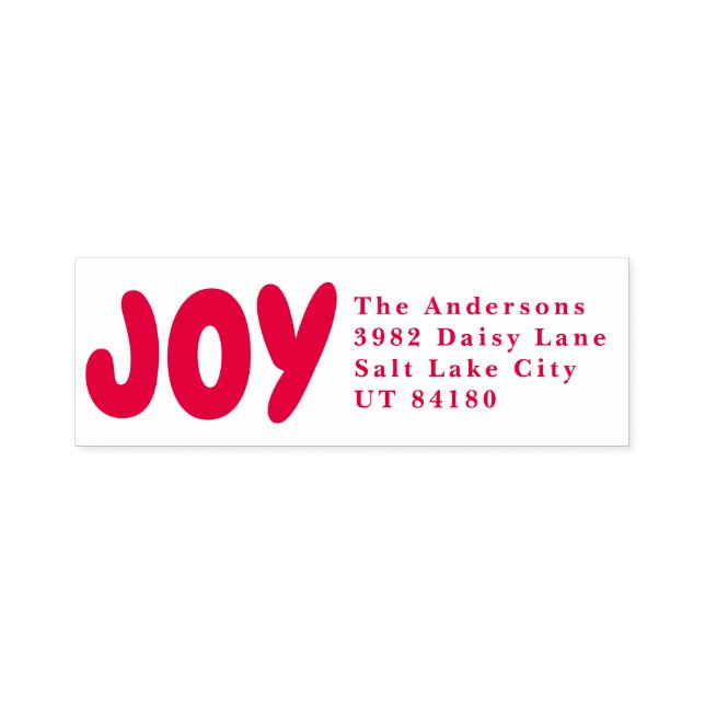 Bold Joy Red Address Custom Christmas Holiday Self-inking Stamp (Design)