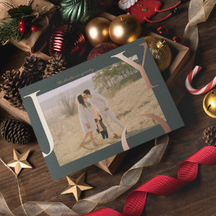 Bold JOY Typography Personalized Photos & Texts Foil Holiday Card