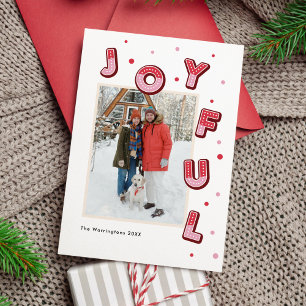 Bold Joyful 3D Typography Christmas Photo Holiday Card