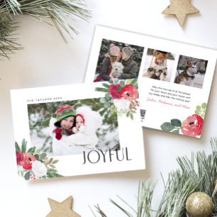 Bold Joyful Florals Photo Holiday Card