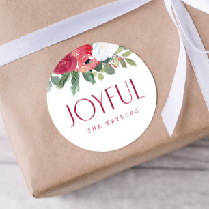 Bold Joyful Watercolor Floral Personalised Classic Round Sticker