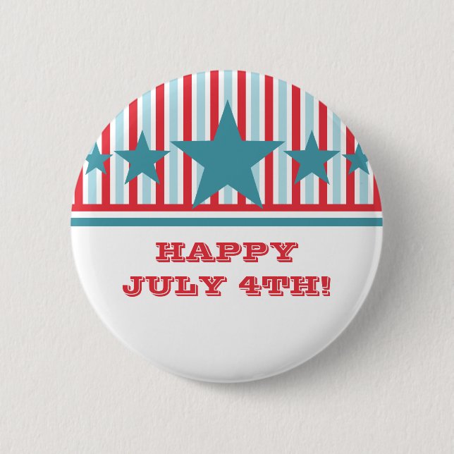 Bold July 4th Stars and Stripes Button (Front)