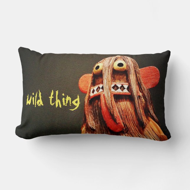Bold Kachina Doll Face Photo Wild Thing Quote Cute Lumbar Cushion (Front)