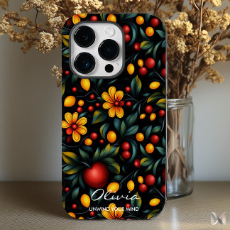 Bold Khokhloma-Inspired Floral Modern Elegance Case-Mate iPhone 14 Pro Case