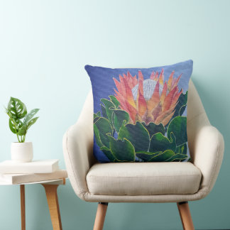 Bold King Protea | Hand-Painted Floral Art Cushion