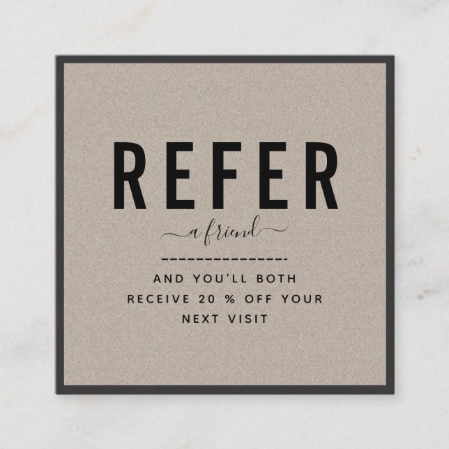Bold Kraft Paper Frame Border Add Your Logo Earthy Referral Card (Front)
