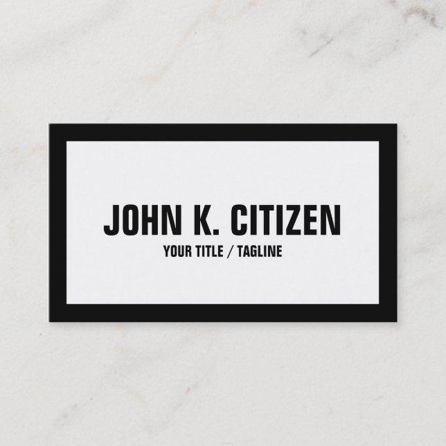 Bold large text white / black border business card (Front)