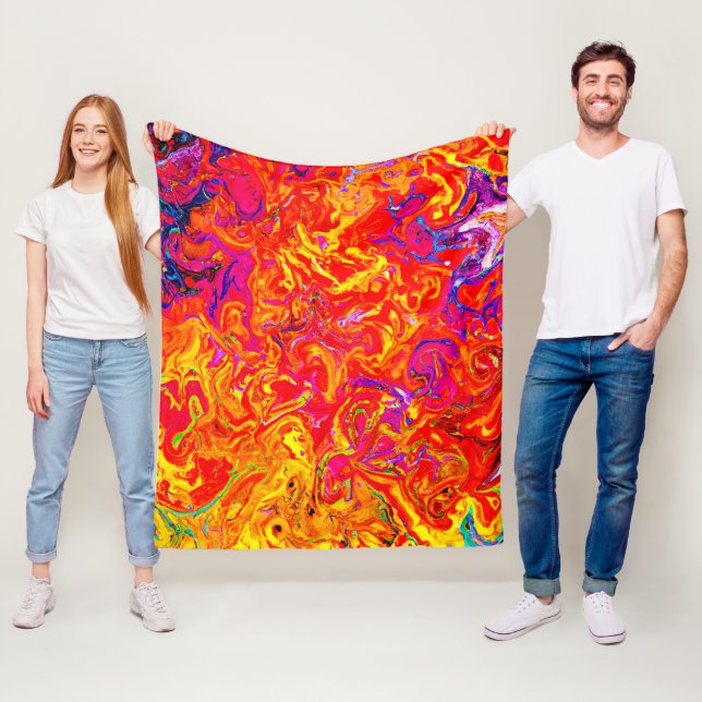 Bold Lava Colours Abstract Design Fleece Blanket (In Situ)