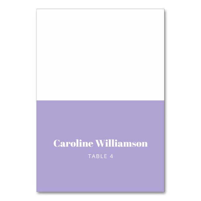 Bold Lavender Purple Typography Custom Table Table Number (Front)