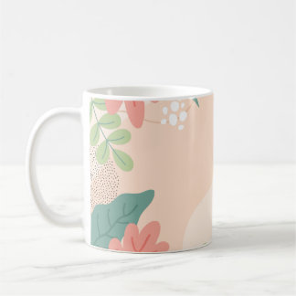 Bold leaf graphic in shades of green and orange coffee mug