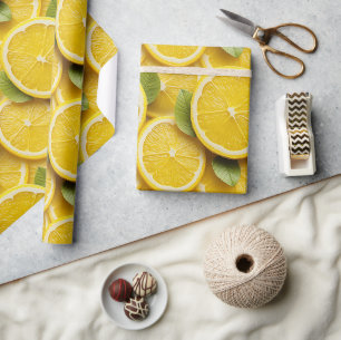 Bold Lemon Slice Glossy Gift Wrapping Paper