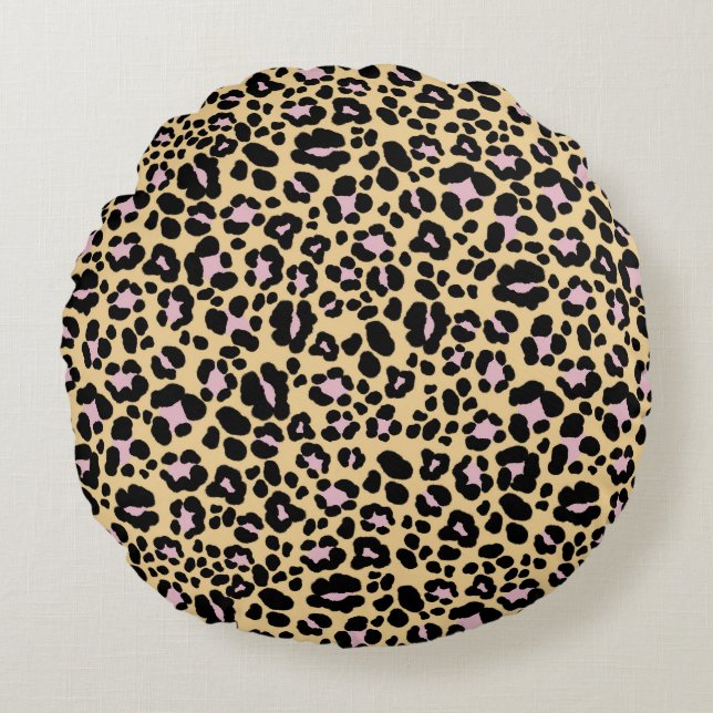 Bold Leopard Animal Print Glam 1 Round Cushion (Front)