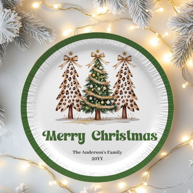 Bold Leopard Christmas Tree Editable Paper Plates (Bold Leopard Christmas Tree Editable Paper Plates)