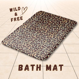 Bold Leopard Print Pattern Brown Black Tan Spot -  Bath Mat