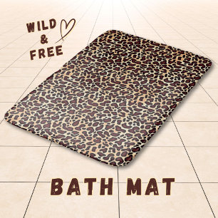 Bold Leopard Print Pattern Brown Black Tan Spot - Bath Mat