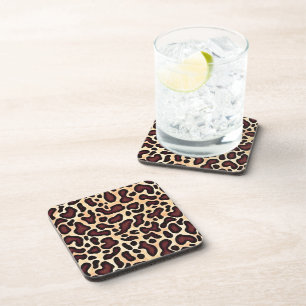 Bold Leopard Print Pattern Brown Black Tan Spot - Coaster
